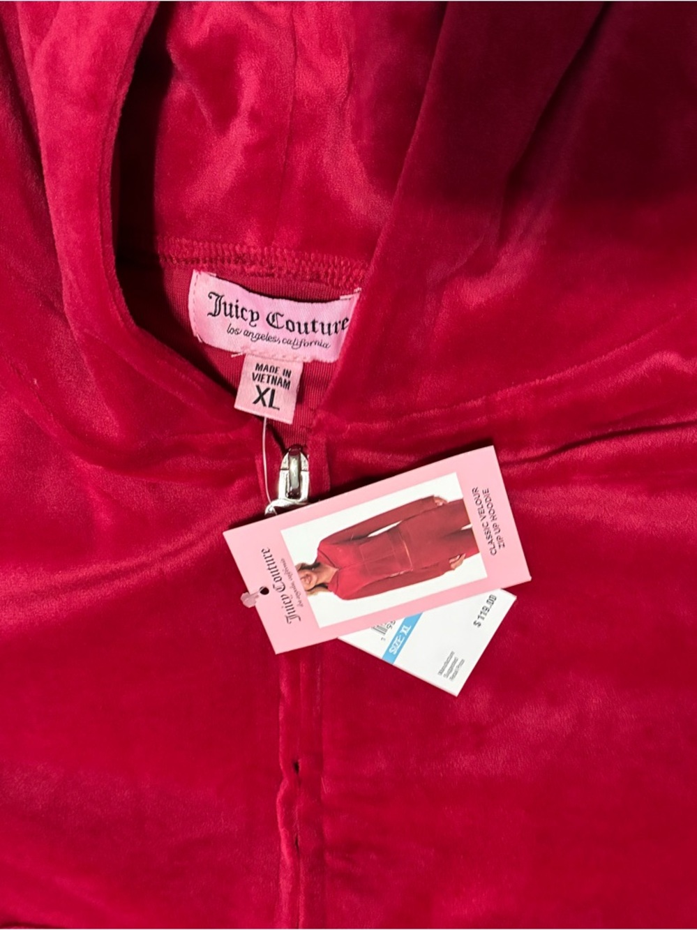 Juicy Couture Red Velour Zip Hoodie - Picture 6 of 10